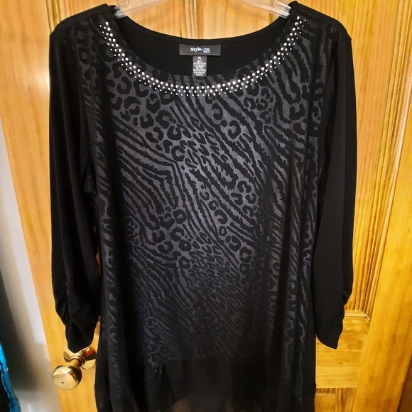 Style & Co. Tops - Style & Co., size Large Petite, black fancy tunic. Can be dressy or casual.
